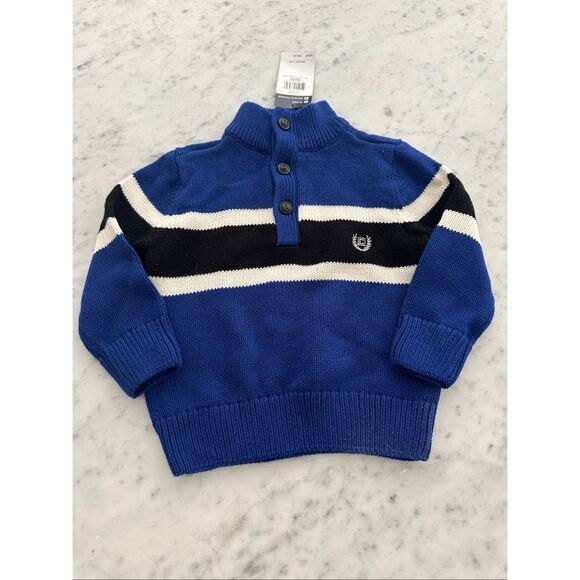 Chaps 1/4 button Pullover Boys Sz 2t Sweater blue NWT - Picture 1 of 4